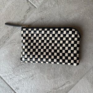 Black & White Checkered Clutch with Gold Zipper